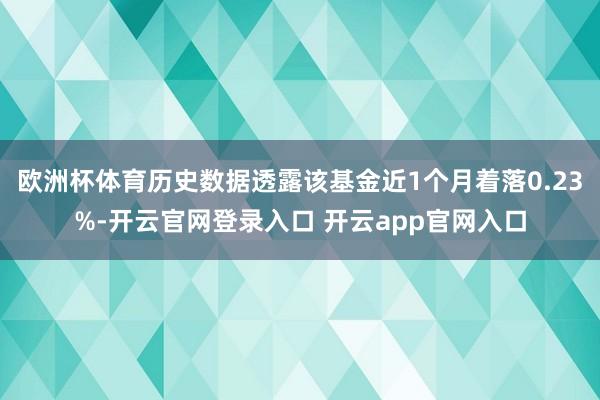 欧洲杯体育历史数据透露该基金近1个月着落0.23%-开云官网