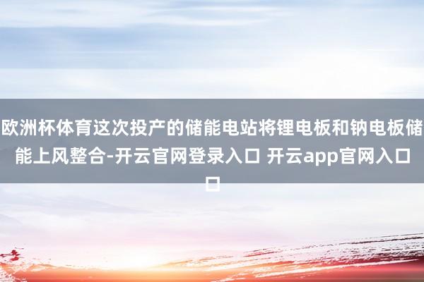 欧洲杯体育这次投产的储能电站将锂电板和钠电板储能上风整合-开