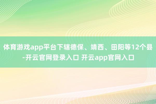 体育游戏app平台下辖德保、靖西、田阳等12个县-开云官网登录入口 开云app官网入口