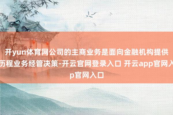 开yun体育网公司的主商业务是面向金融机构提供全历程业务经管
